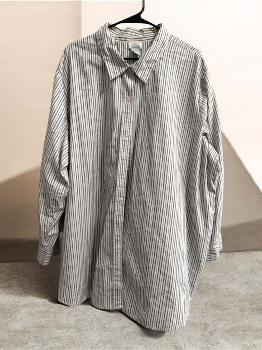 Only Necessities Men's Black and White Pinstripe Dress Shirt 3X